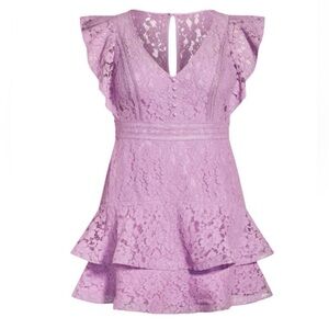 City Chic Lavender Ruffle Mini Dress